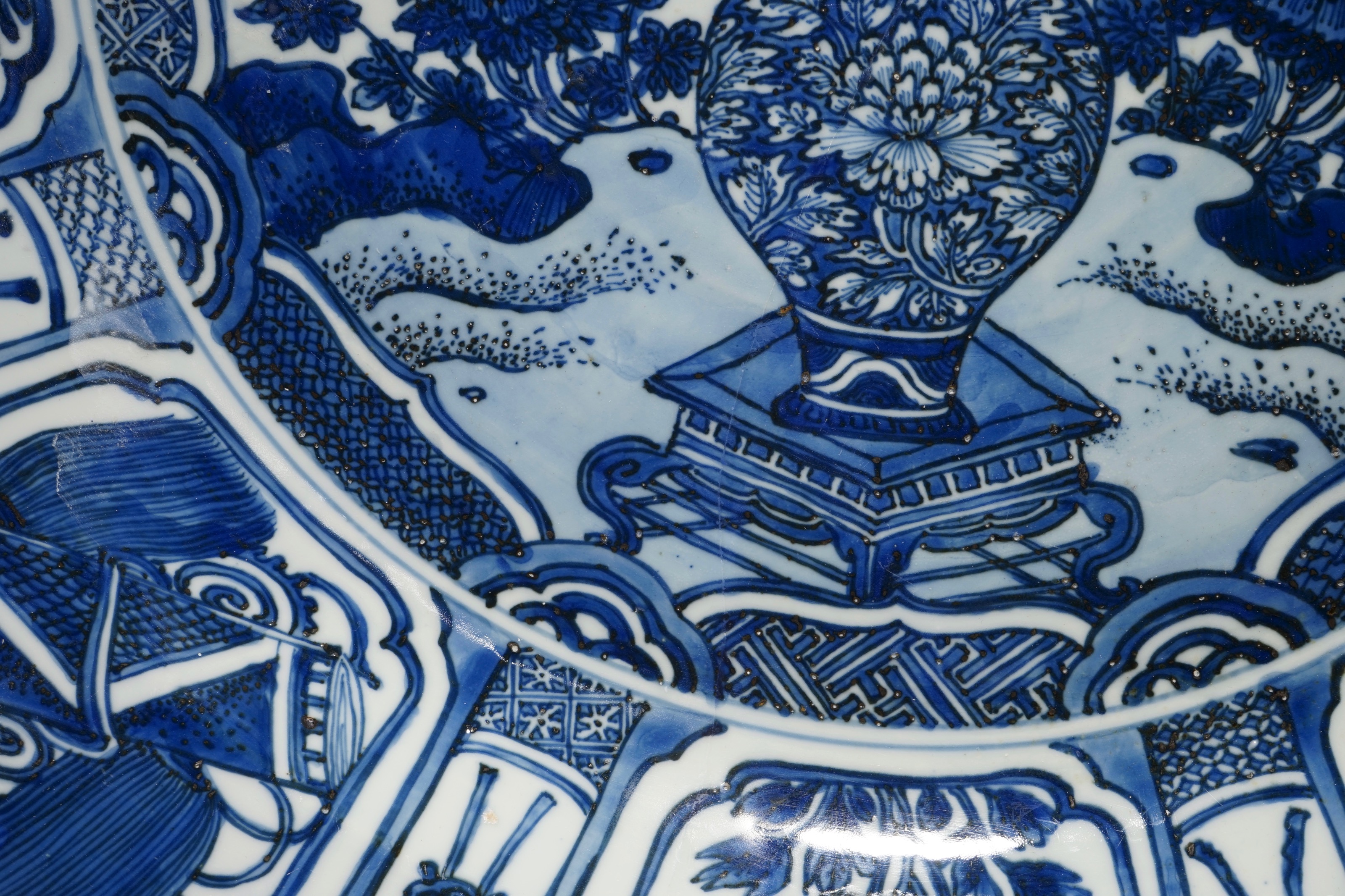 A Very Large Blue And White Chinese Kraak Porcelain Dish Ming Wanli