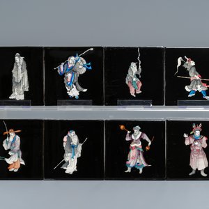 106 carreaux en faïence de Delft polychrome à fond noir à décor de personnages chinois, Makkum, 1985 — photo 11