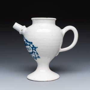 A blue and white Dutch Delft wet drug or syrup jar inscribed 'S CORT: CITRI' — 照片 3