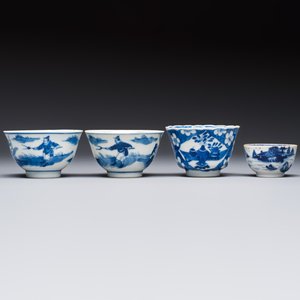 11 Chinese blue and white cups and 10 saucers, Kangxi and jade marks, 18/19th C. — photo 20