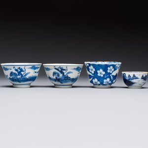 11 Chinese blue and white cups and 10 saucers, Kangxi and jade marks, 18/19th C. — photo 23