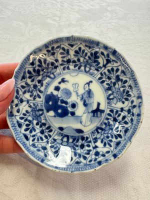 11 Chinese blue and white cups and 9 saucers, Kangxi and jade marks, Kangxi and later — photo 45