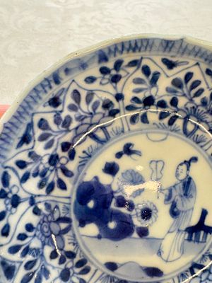 11 Chinese blue and white cups and 9 saucers, Kangxi and jade marks, Kangxi and later — photo 47