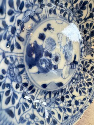 11 Chinese blue and white cups and 9 saucers, Kangxi and jade marks, Kangxi and later — photo 50