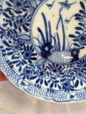 11 Chinese blue and white cups and 9 saucers, Kangxi and jade marks, Kangxi and later — photo 57