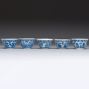11 Chinese blue and white cups and 9 saucers, Kangxi and jade marks, Kangxi and later — photo 11