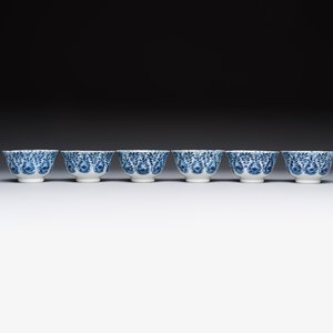 11 Chinese blue and white cups and 9 saucers, Kangxi and jade marks, Kangxi and later — photo 14