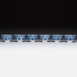 11 Chinese blue and white cups and 9 saucers, Kangxi and jade marks, Kangxi and later — photo 15