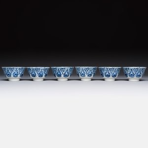 11 Chinese blue and white cups and 9 saucers, Kangxi and jade marks, Kangxi and later — photo 16