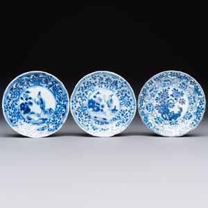 11 Chinese blue and white cups and 9 saucers, Kangxi and jade marks, Kangxi and later — photo 2