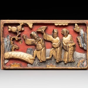 11 Chinese gilt-lacquered carved wooden panels with narrative design, 19th C. — 照片 14