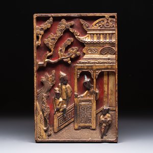 11 Chinese gilt-lacquered carved wooden panels with narrative design, 19th C. — 照片 18