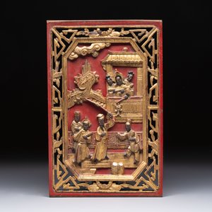 11 Chinese gilt-lacquered carved wooden panels with narrative design, 19th C. — 照片 20