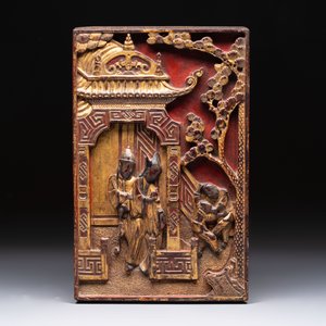 11 Chinese gilt-lacquered carved wooden panels with narrative design, 19th C. — 照片 22