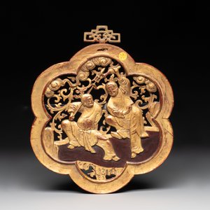 11 Chinese gilt-lacquered carved wooden panels with narrative design, 19th C. — 照片 4