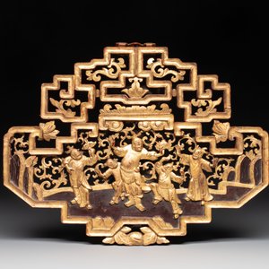 11 Chinese gilt-lacquered carved wooden panels with narrative design, 19th C. — 照片 6