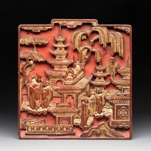 11 Chinese gilt-lacquered carved wooden panels with narrative design, 19th C. — 照片 8