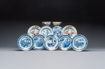 11 Chinese Imari-style and blue and white wares, Yongzheng/Qianlong