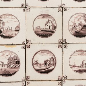 110 manganese Dutch Delft tiles with landscape medallions, 19th C. — photo 3