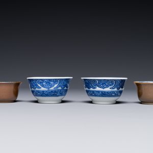 12 Chinese blue and white cups and 13 saucers, including capucin-brown glazed, Kangxi/Qianlong — 照片 5