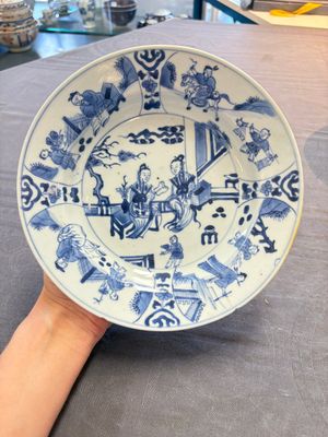 12 Chinese blue and white plates with figural and floral design, 18th C. — 照片 20