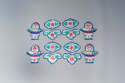 12 Chinese Canton enamel hanging ornaments, 18/19th C.