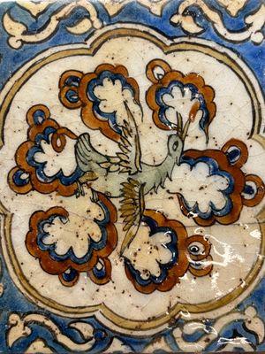 12 polychrome Kubachi pottery tiles with floral design, Dagestan, 19th C. — 照片 32
