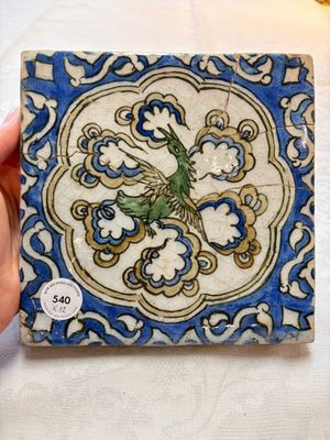 12 polychrome Kubachi pottery tiles with floral design, Dagestan, 19th C. — 照片 34