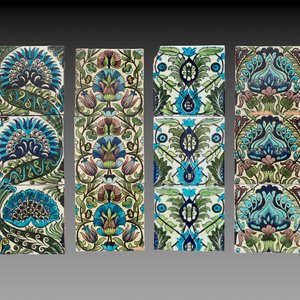 12 polychrome William de Morgan Persian-style tiles, 19th C. — photo 1
