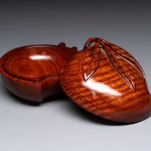 12 various Chinese carved huali and hongmu fruit-form covered boxes, 20th C. — photo 2