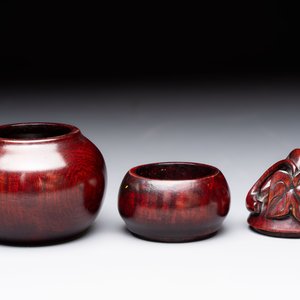 12 various Chinese carved huali and hongmu fruit-form covered boxes, 20th C. — photo 22