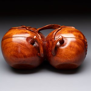 12 various Chinese carved huali and hongmu fruit-form covered boxes, 20th C. — photo 35