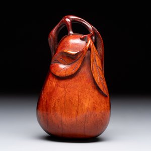 12 various Chinese carved huali and hongmu fruit-form covered boxes, 20th C. — photo 6