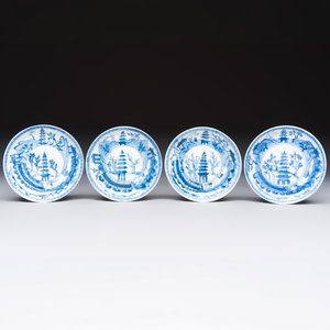 13 Chinese blue and white wares and four sets of Japanese Imari cups and saucers, 17/18th C. — foto 10