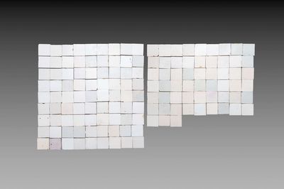 138 plain white Dutch Delft tiles, 18/19th C.
