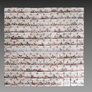 144 manganese Dutch Delft tiles, 18th C. — photo 1