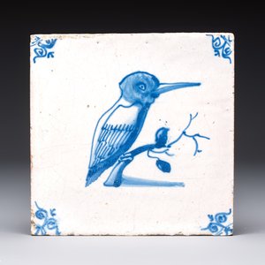 15 blue and white Dutch Delft tiles with large birds, 17th C. — photo 10