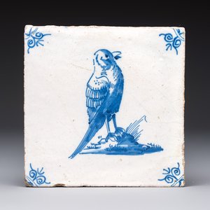15 blue and white Dutch Delft tiles with large birds, 17th C. — photo 12