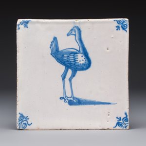 15 blue and white Dutch Delft tiles with large birds, 17th C. — photo 14