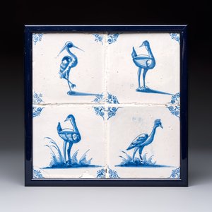 15 blue and white Dutch Delft tiles with large birds, 17th C. — photo 2