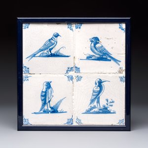 15 blue and white Dutch Delft tiles with large birds, 17th C. — photo 4