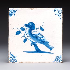 15 blue and white Dutch Delft tiles with large birds, 17th C. — photo 8