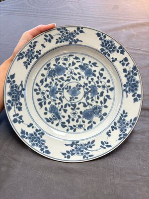 15 Chinese blue and white plates with floral and 'shou 壽' design, Yongzheng mark, 18th C. — 照片 1