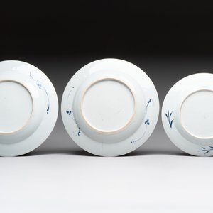 15 Chinese blue and white plates with floral and 'shou 壽' design, Yongzheng mark, 18th C. — 照片 11