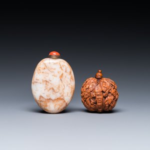 15 Chinese hardstone, glass and walnut snuff bottles, 19/20th C. — 照片 9