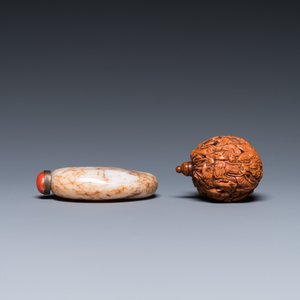 15 Chinese hardstone, glass and walnut snuff bottles, 19/20th C. — 照片 10