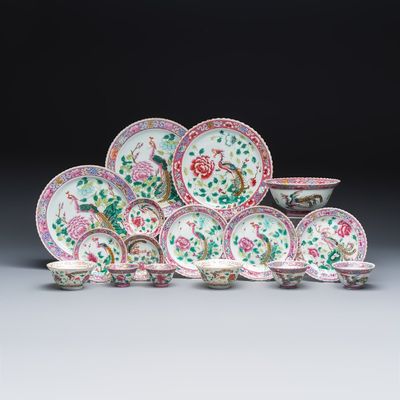 16 Chinese famille rose wares for the Straits or Peranakan market, 19th C.