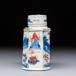 17 Chinese blue, white and famille rose plates and an Imari-style tea caddy — 照片 11