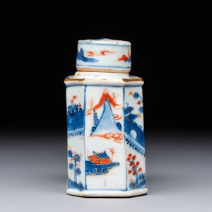 17 Chinese blue, white and famille rose plates and an Imari-style tea caddy — 照片 9