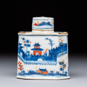 17 Chinese blue, white and famille rose plates and an Imari-style tea caddy — 照片 10